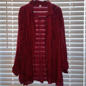 Red and Black Flannel Button Down Old Navy Size XXL